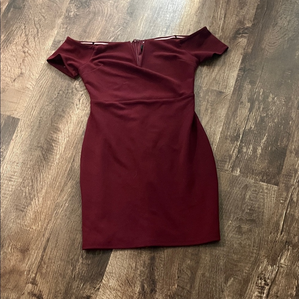 Lulu's Burgundy Off-Shoulder Mini Dress